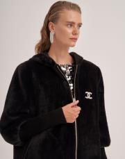 trikolu kapişonlu angora kap siyah 2