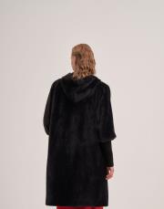 trikolu kapişonlu angora kap siyah 3