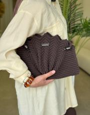 istiridye desen örgü çanta kahve 2