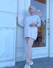 paçası taşlı eşofman altı bej 2