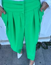 beli pliseli keten pantolon yeşil
