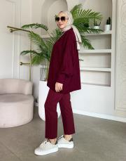 halka örme triko kazak bordo 3