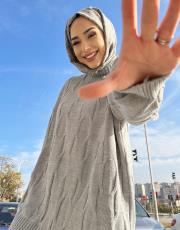 halka örme triko kazak gri