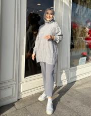 halka örme triko kazak gri 2