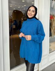 halka örme triko kazak mavi 2