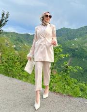 exclusive saten ceket bej