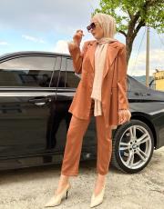 exclusive saten ceket kahve