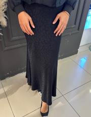 shiny desenli saten etek siyah