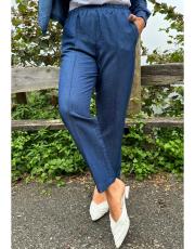 kot görünümlü tensel havuç pantolon lacivert 2