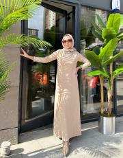 lizza örgü elbise bej 2