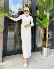 lizza örgü elbise beyaz