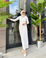 lizza örgü elbise beyaz 2