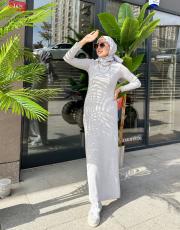 lizza örgü elbise gri