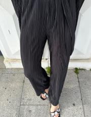 beli kemerli pliseli pantolon siyah