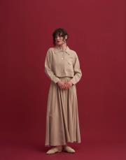 plane keten crop ceket bej 2