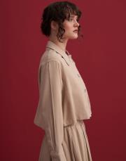 plane keten crop ceket bej 3