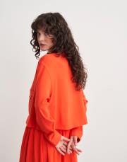 plane keten crop ceket nar çiçeği 3