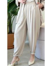 madiqu keten şalvar pantolon bej