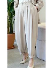 madiqu keten şalvar pantolon bej 2