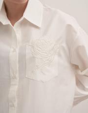 lopes nakışlı gömlek beyaz 3