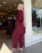 retro şalvar takım bordo 3