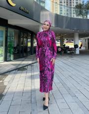 ithal desing pliseli elbise karışık renk