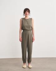 moon organik paça detay pantolon haki