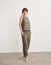 moon organik sıfır kol bluz haki 3