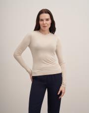 kolu büzgülü crop body bej 5