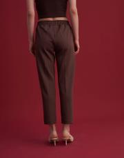 aster beli lastikli havuç kesim pantolon kahve 3