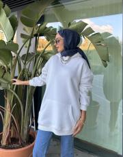 only kanguru cep şardonlu sweat ekru 5