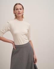 kısa kol triko bluz ekru 2