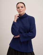 düşük omuz balıkçı yaka triko kazak saks 3