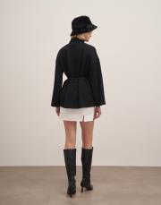 düşük omuz balıkçı yaka triko kazak siyah 5