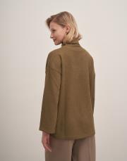 düşük omuz balıkçı yaka triko kazak haki 6