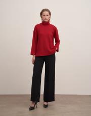 düşük omuz balıkçı yaka triko kazak kırmızı 2