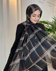 simli şeritli şal siyah