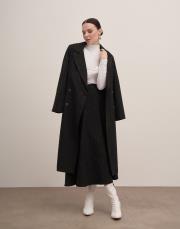 sador astarlı kuşaklı ceket siyah