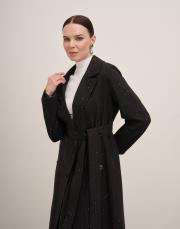 sador astarlı kuşaklı ceket siyah 3
