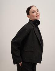 maqada astarlı cepli kısa ceket siyah 2