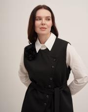 esla çiçek broşlu kuşaklı yelek siyah 2