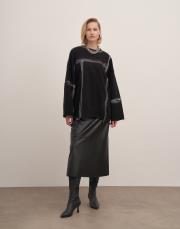 alesi maxi boy suni deri etek siyah