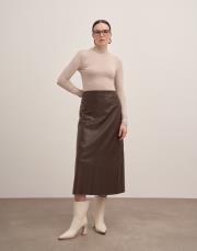 alesi maxi boy suni deri etek kahve