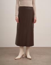 alesi maxi boy suni deri etek kahve 3