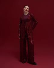 alexander pul payetli bağlamalı tasarım tunik bordo 3