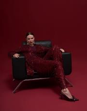 alexander pul payetli bağlamalı tasarım tunik bordo 4