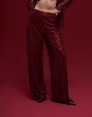 alexander pul payetli tasarım pantolon bordo