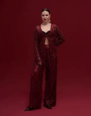 alexander pul payetli tasarım pantolon bordo 3