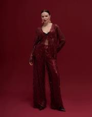 alexander pul payetli kısa tasarım tunik bordo 2