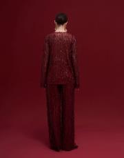 alexander pul payetli kısa tasarım tunik bordo 4